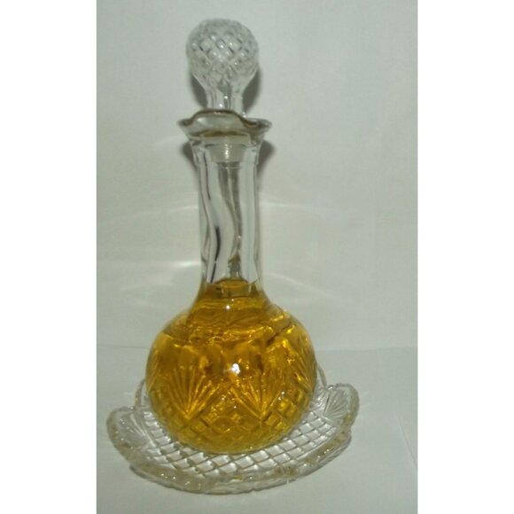 Avon Cruet Cologne Set Moodwind Cologne Vtg glass decanter saucer 8 fl oz w/box - Picture 6 of 14
